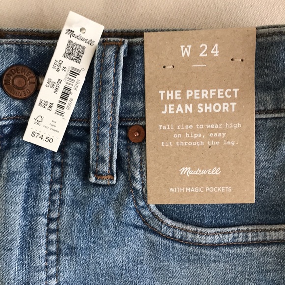 NWT Madewell Sz 24 THE PERFECT JEAN SHORT IN ELLACOTT WASH distressed light wash - Picture 7 of 11